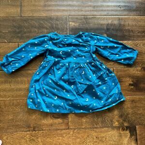 Carter's Girls 9 Month Dress Blue Long Sleeve Stars Moon